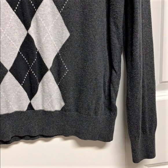 J Ferrar Shades Of Gray Black Diamond Print Modal Blend Pull Over Sweater S - Picture 2 of 6